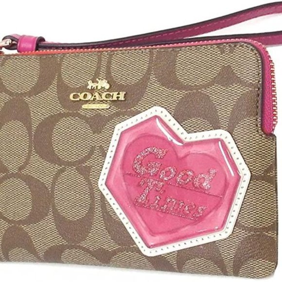 COACH WOMENS Corner Zip Wristlet In Canvas Leather - Picture 1 of 3